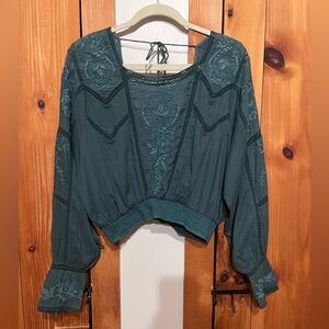 Free People Embroidered Blouse